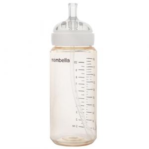 Mombella Biberon en PPSU pour bébés de 6 mois et plus avec tétine à débit rapide, biberon anti-colique avec paille, biberon pour nouveau-nés qui allaitent, biberon pour nourrissons, 10 oz, blanc (Mombella EU, neuf)