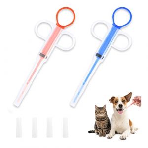 HMCEY Lot de 2 Lance Pilule Chat,Animaux M&eacute;decine Distributeur de M&eacute;dicaments pour Chat,Pet Pill Dispenser,Seringue pour Animaux de Compagnie,Seringue pour Chien,Coupe-Pilule pour Chats-Rouge+Bleu (EASYFLOW TRADE LTD, neuf)