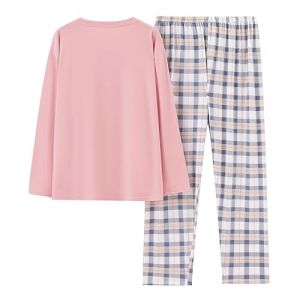 Générique Pyjama Femme Coton Hiver Chaud Combinaison Pyjama Col Ronde Noël Ado Fille Manches Longues et Pantalon Tenue de Nuit 2 Pièces Vetement Doux et Confortable Pas Cher (YINYUAN（Livraison en 5 à 8 jours), neuf)