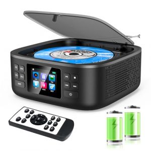 Lecteur CD Portable Bluetooth,Boombox Lecteur CD Portable avec Haut Parleur,Télécommande Radio FM Écran LED Stéréo Rechargeable Lecteurs CD Portable Boombox de Casque USB/AUX pour Enfant La Maison (CCHKFEI-EU, neuf)