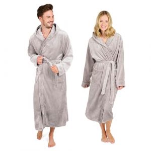 Blumtal Peignoir de bain femmes et hommes - peignoir de bain en polaire doux et moelleux avec capuche & poches avant pratiques, certifi&eacute; Oeko-TEX&reg;, taille XXXL, couleur gris (Everbrent, neuf)