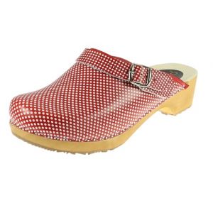 APREGGIO Sabots en Bois su&eacute;dois Faits Main pour Femmes - Mules en Cuir &agrave; Talons Hauts - Bouts ferm&eacute;s - Rouge - Taille 40 EU (Apreggio11, neuf)