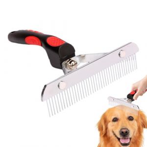 Râteau pour chien – Brosse anti-mute pour sous-poil, peigne professionnel avec dents en acier inoxydable, outil de défrisage pour chiens et chats, accessoires pour animaux domestiques (Sunnyushine, neuf)