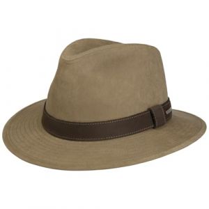 Stetson Chapeau en Tissu Waxed Traveller Homme - de Soleil Pluie Outdoor avec Doublure, Bandeau Cuir, Cuir Automne Ete Printemps Hiver Printemps-ete - S (54-55 cm) Beige Clair (Rockhats - Sp&eacute;cialiste des chapeaux et casquettes, neuf)