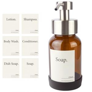 Design Hambourg Distributeur De Savon Mural en Verre avec Fixation Auto-Adh&eacute;sive | Distributeur &Agrave; Pompe en Acier Inoxydable | Support Savon Salle de Bain (1, Gris Argent Bross&eacute;, sans Support) (Designfabrik Hamburg, neuf)