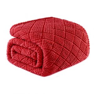 Whale Flotilla Plaid Couverture Polaire en Microfibre, Couverture Jeté de Canapé en Gaufrée Chaude, Douce pour 4 Saisons, 150X200CM, Rouge (Whale Flotilla FR, neuf)