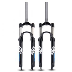 KANGXYSQ 26"/27,5"/29" Ultral&eacute;ger Alliage D'aluminium VTT Fourche Suspendue 1-1/8" Droite Fourche Avant &Agrave; Ressort Course 105 Mm QR 9 Mm Verrouillage Manuel(Black Blue,27.5in) (KANG JKNG, neuf)