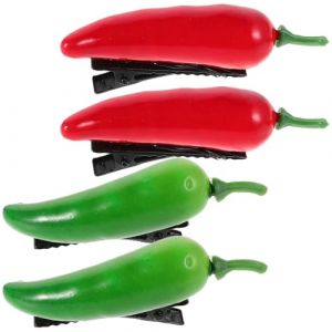 SMASOLO Lot de 4 Pinces &agrave; Cheveux Alligator en Plastique Mini Barrettes Mignonnes de Piment Vert et Rouge Accessoires Color&eacute;s pour Filles Clips D&eacute;coratifs Amusants pour Coiffure (SEASOON, neuf)