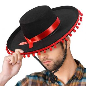 G&eacute;n&eacute;rique Chapeau Sombrero Mexicain - Chapeau Costume Flamenco Espagnol Sombrero &agrave; Large Bord | Accessoires Costume &agrave; Large Bord pour Anniversaire, Halloween, F&ecirc;tes et &Eacute;v&eacute;nements Festifs (saytians, neuf)