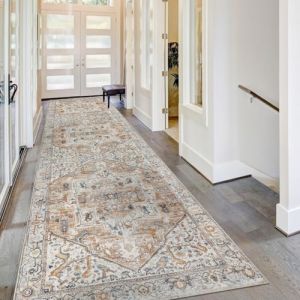 Homcomodar Tapis Couloir 80x200cm Tapis Passage Antidérapant Long Tapis Lavable en Machine Tapis Poil Ras Paillassons pour Entrée Tapis de Cuisine Descente de Lit (Borlans, neuf)