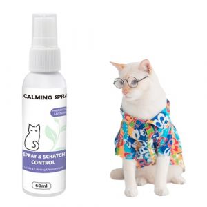 Cerioll Spray Calmant pour Chat, Spray Anti Stress Chat, Spray Calmant Aux Ph&eacute;romones, Am&eacute;liore L'agitation De L'&OElig;strus, Soulagement De L'anxi&eacute;t&eacute;, pour Chats Et Chiens, 60ml (UP LII, neuf)