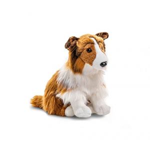 Uni-Toys Collie &agrave; Poils Longs, Assis - Visage Blanc/Marron - 27 cm (Hauteur) - Chien en Peluche, Collie, Animal de Compagnie - Doudou (VISO TRADE, neuf)