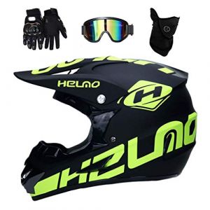 Int&eacute;gral Casque Motocross Ensemble, avec Lunettes Gants Masque, Jeunesse Enfant Hors Route Moto Casque &Eacute;quipement de Protection, Downhill Enduro VTT MTB BMX Quad Dirt Bike Casque(AA,S/52-53CM) (KHBTFNB Shop, neuf)