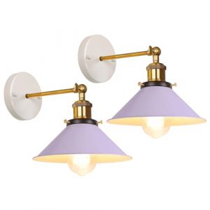 iDEGU Lot de 2 Appliques Murales Int&eacute;rieures Vintage E27 Lampe Murale Style Nordique Luminaire Abat-jour R&eacute;tro en M&eacute;tal R&eacute;glable Plafonnier Applique Moderne pour Salon Chambre Cuisine Couloir (Violet) (IDEGU, neuf)