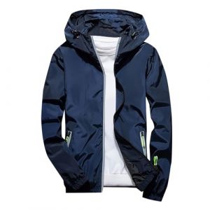 Coupe Vent homme Impermeable Veste Coupe Vent De Pluie Avec Capuche L&eacute;g&egrave;re S&eacute;chage Rapide Couleur Unie L&eacute;ger Manteau de Pluie Sport Montagne Fermeture &eacute;clair Fine Respirant Veste Pour Les Voyages (qieycgd, neuf)
