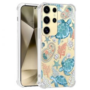Kivlclri Transparente Coque pour Samsung Galaxy S25 Ultra 5G 6,8'', Etui Silicone avec Tortue Bleu Aesthetic Motif Design, Protection Bumper Case Antichoc Housse pour Femme Ultra Fine TPU &Eacute;tui Souple (Ulbrich Suzana, neuf)