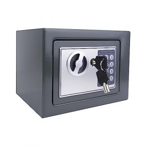 Coffre-fort 4,6 L ignifuge et &eacute;tanche en acier num&eacute;rique haute s&eacute;curit&eacute; pour la maison ou le bureau Gris (LuckyPockett, neuf)