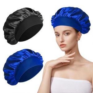 Bonet Silk Bonnet de douche, bonnet de douche, bonnet de douche, bonnet de nuit pour enfants, bonnet de sommeil, bonnet de sommeil, bonnet en satin pour homme et femme, protection des cheveux (bleu (YeMinYu, neuf)