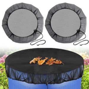 2 Pièces Filet pour Citerne De Pluie, 100 cm Réglable Filet de Protection, Housse pour Tonneau de Pluie avec Cordon, Filet Recuperateur Eau, ction Contre Les Moustiques Et Les Feuilles (FEIXIANG-l, neuf)