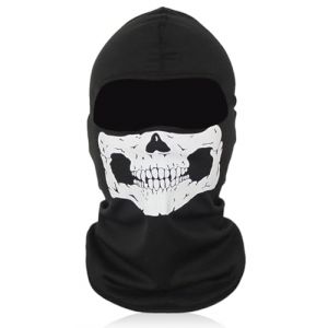 ZEXIJOW Masque facial complet d'Halloween,Cagoule t&ecirc;te de mort - Masque fant&ocirc;me - Noir - Pour v&eacute;lo,Skateboard,Ski,Cosplay,Costume - Taille unique,Noir,Taille unique,Coupe-vent (ZEXIJOW, neuf)