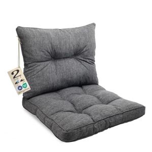 sunnypillow Lot de 2 Coussin de Jardin pour Chaise Fauteuil Rotin (Assise 60x60 cm + Dossier 60x40 cm) Galette de Chaise Anti UV - Ext&eacute;rieur Impermeable &ndash; Coussin de Sol id&eacute;al pour Balcon, Anthracyt (Globix24, neuf)