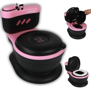 Twinky&reg; Pot pour b&eacute;b&eacute; et enfant - Potty Trainer 3 en 1 - Toilettes pour b&eacute;b&eacute; - Avec son chasse d'eau - Design compact - Musique et porte-rouleau - Si&egrave;ge de toilette parfait pour les enfants - Rose (Shipple, neuf)