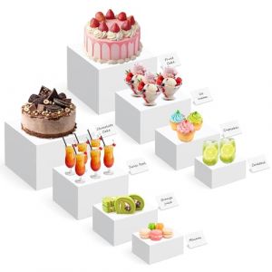 AUORUSI Lot de 8 Presentoir Aperitif Buffet, Pr&eacute;sentoir &agrave; g&acirc;teau Blanc en Acrylique,&Eacute;tag&egrave;res cubiques gigognes en 4 tailles,Support Buffet Mariage pour Traiteur, Dessert, Figurines, Bijoux (AUORUSI, neuf)