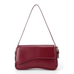 ACUYE Y2K Sac à bandoulière bordeaux pour femme Sac à main en cuir avec sangle réglable Rouge foncé, 04-a Rouge, 25cm (JixingMaoyi, neuf)