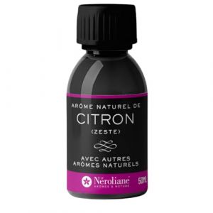 NEROLIANE – Arôme Alimentaire Naturel Citron Zeste 50ml – Arôme Rafraîchissant et Fruité – Pâtisseries, Boissons, Marinades – Sans Alcool – Vegan – Qualité Professionnelle - Fabriqué en France (Néroliane, neuf)