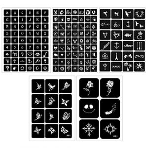 Pochoirs De Tatouage Faux Tatouage Pochoir De Tatouage Temporaire Pochoir D'art Corporel R&eacute;utilisable Petit Tatouage Pochoir A&eacute;rographe Mod&egrave;les De Tatouage Pour Femmes Fille Corps DIY 5pcs A4 (YoOpaTia, neuf)