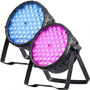 BETOPPER 150W DJ Lumière Soirée DMX LED Par 54x3W RGB Jeu de Lumière Effet Spot Projecteur Son Activé Éclairage Scène Discothèque Stroboscope pour Fête Mariage Bar Club Disco Concert 2 pièces LPC015 (BETOPPER Direct, neuf)