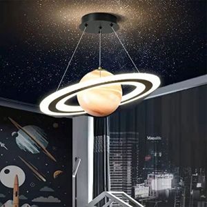HSCW Acrylique Planète Lustre Enfants Chambre Espace Étoile LED Lampe Suspendue Terre Boule Art Décor À La Maison Intérieur Fantaisie Luminaire Enfants Bébé Bleu Dessin Animé Plafonnier (guankailighting, neuf)