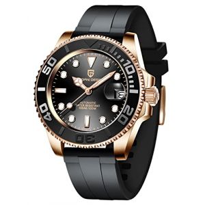 Montre Homme Pagani Design Montre M&eacute;canique Automatique Mouvement &Eacute;tanche 100M Verre Saphir Lunette C&eacute;ramique Acier Inoxydable Montre de Plong&eacute;e PD-1651 Yacht Master(Caoutchouc Or Rose) (pingxiangshijieweisimaoyiyouxiangongsi, neuf)