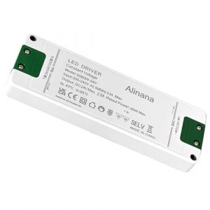 Alinana Transformateur 220V vers 24V, 60W Transformateur LED à Tension Constante 2,5A 60W, LED Driver Ultra-Fine, Sans Scintillement Transformateur pour 24V Bande et Ampoules, G4, MR11, MR16 (Alinana-FR, neuf)