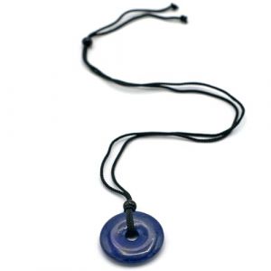 Miracles Minéraux Pendentif Pierre naturelle | Donut Pi chinois| double pointes concentrateur d'énergie (Donut Pi 30 mm cordon réglable de 20-55 cm | lapis lazuli) (Miracles Minéraux, neuf)