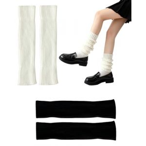 HUVZOR 2 paires Jambières Tricotées pour Femme et Fille,Guêtres Longues en Laine Tricotée pour Danse,Tricotées Guêtres Jambe Leg Warmer,Jambières Longues en Crochet,Pour le Ballet、la Danse、le Sport (Volumetech OU, neuf)