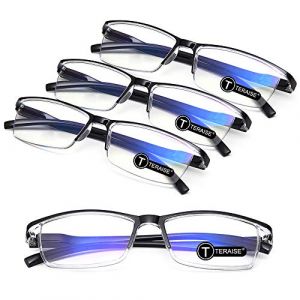 TERAISE 4PCS lunettes de lecture anti-lumière bleue, légères et confortables pour lunettes de lecture homme et femme, robustes lunette de lecture ordinateur, étui à lunettes inclus(2.25X) (HEZHISTORE, neuf)