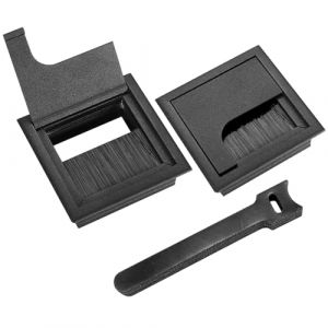 2 Pieces Passe Cables Encastrables Bureau, Sortie de Câble pour Encastrer sur Table de Bureau, Organisateur de Cables, avec Joint Brosse, 10 Pieces Serre-câbles (Noir, 80x80mm) (TianQiuKeJi, neuf)