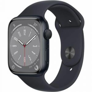 Apple Watch Series 8 (GPS + Cellulaire, 45MM) - Boîtier en Aluminium Minuit avec Bracelet Sport Minuit (Reconditionné) (GRADE MOBILE EU, neuf)