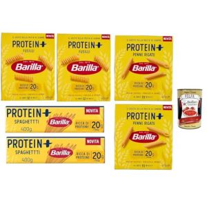 Barilla Protein +, Testpaket, High protein, Pasta de bl&eacute; en dur italien, 6 paquets de 400 g, p&acirc;tes en bl&eacute; &agrave; 100% italien, + Italian Gourmet polpa 400g (Italiaen Gourmet UK Ltd, neuf)