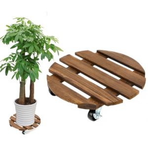 Chariot pour plantes rond BOUFEIDA, 1 pi&egrave;ce, chariot &agrave; fleurs 35x35 cm, plateau roulant rond, capacit&eacute; de charge 100 kg, chariot pour plantes d'ext&eacute;rieur, sous-pot de fleurs avec roues, sous-pot de (BOFD-EU, neuf)