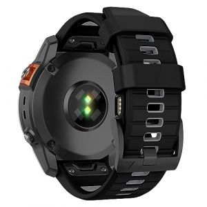 MYSNBKN Bracelet 26mm pour Garmin Fenix 7X Pro/Fenix 7X/Fenix 6X/Fenix 6X Pro/Fenix 5X/Fenix 5X Plus/Fenix 3/Fenix 3 HR, bracelet de remplacement en silicone souple (MYSNBKN-FR, neuf)