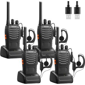 Baofeng Talkie Walkie Professionnelle PMR Talkie-Walkies Radios Portable Rechargeable à Longue Portée et à 16 Canaux，avec Oreillette, USB Chargeur, Batterie（2 Paire） (WinshopeStore, neuf)