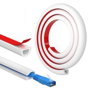 FIXCHORD Goulotte Autocollante, Goulotte &Eacute;lectrique, Retardateur de Flammes, Peinturable, Goulotte D&eacute;corative pour La Maison et au Bureau, 15mm (Largeur) x 10mm (Hauteur) x 1m Longueurs - Blanc (HOMMAND EU, neuf)