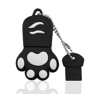 Clé USB 128Go, Cle USB 128 Go Lovely USB 2.0 Flash Drive Cartoon Pattes de Chat Pen Drive Mémoire Stick pour PC, Tablette, Cadeau (Noir) (Starhai, neuf)