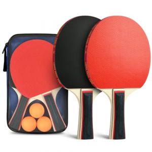 flintronic Set de Tennis de Table, Ensemble Pong de Table Portable, Ping Pong Kit pour Adultes Enfants, 2 Raquette de Ping-Pong avec 3 Balles & Sac de Transport, pour Athlètes, Débutants, Experts (flintronic, neuf)