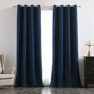 MIULEE Rideaux Velours Bleu Marine 117x137 CM Lot de 2, Luxurious Doux Semi-occultant Rideau &agrave; Oeillets, Rideau Thermique Isolant Anti Chaleur Velours pour Chambre, Opaque Rideaux Salon Moderne (MIULEE HOME, neuf)