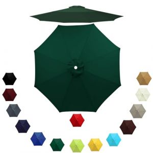 Auvent de Remplacement pour Parasol 6 Baleines/8 Baleines, Remplacement Toile de Parasol 2m/2.3m/2.7m/3.0m, Housse de Rechange pour Parasol D'extérieur, Polyester Anti UV(Turquoise,2.7m/6 Arms) (LYLSD, neuf)