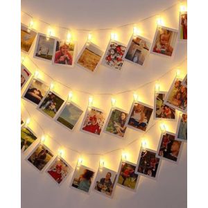 BELLALICHT Guirlande lumineuse &agrave; LED pour photos - 6 m - 40 LED - Avec bo&icirc;tier &agrave; piles - Pour salon, No&euml;l, mariages, f&ecirc;te - Jaune chaud (1Day1Offer, neuf)