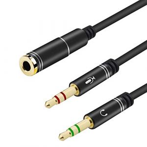 EasyULT 3,5 mm Adaptateur jack, 3.5mm Femelle Vers 2 Double Male Jack Audio Cable Splitter Adaptateur, Micro Audio Y Câble Séparateur(Noir) (Chili EU, neuf)